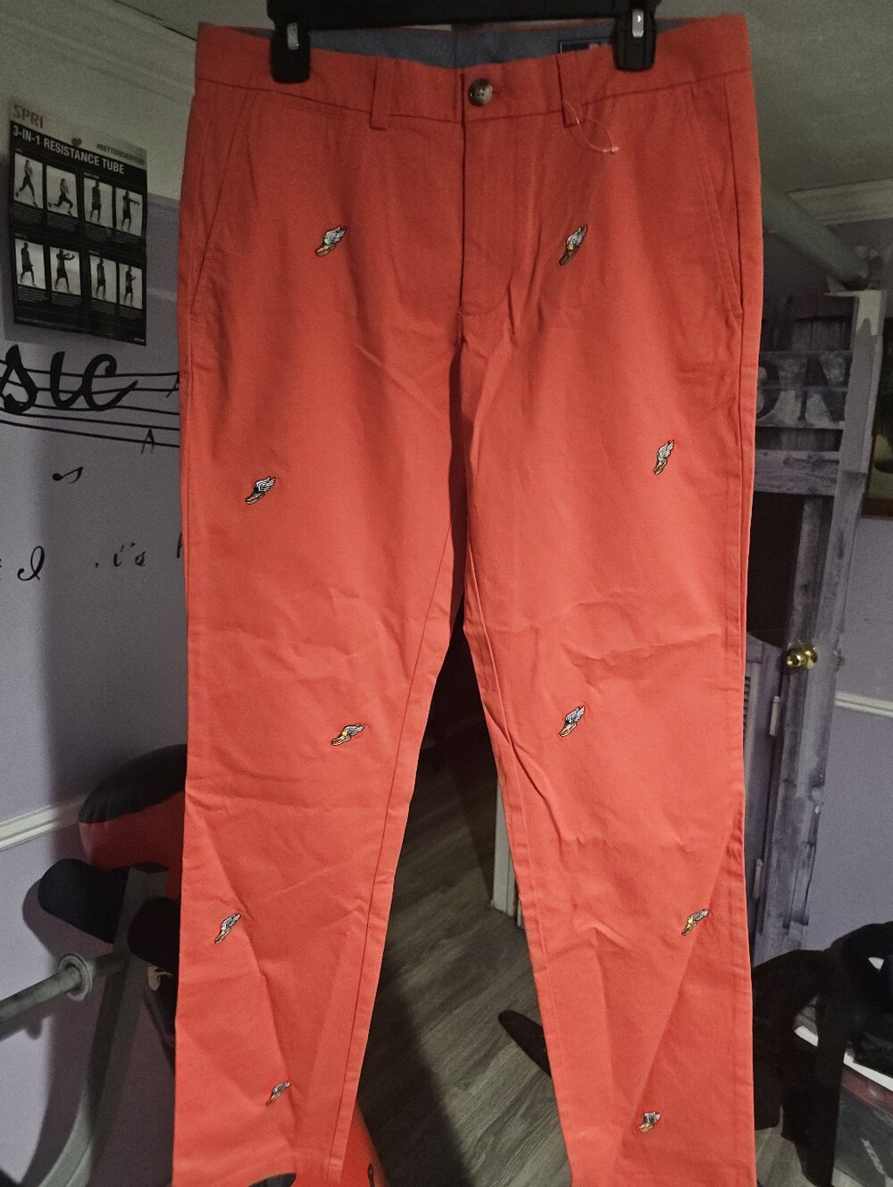 Vineyard Vines Orange Embroidered Cotton Chinos
